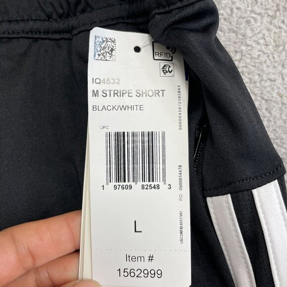NEW Adidas Men's L M Stripe Athletic Shorts Black/White - Picture 4 of 8